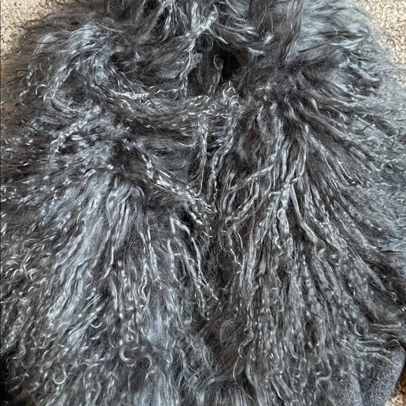 Chic Gray wool jacket with real lamb fur, medium size woman! So warm, chic - Picture 8 of 17